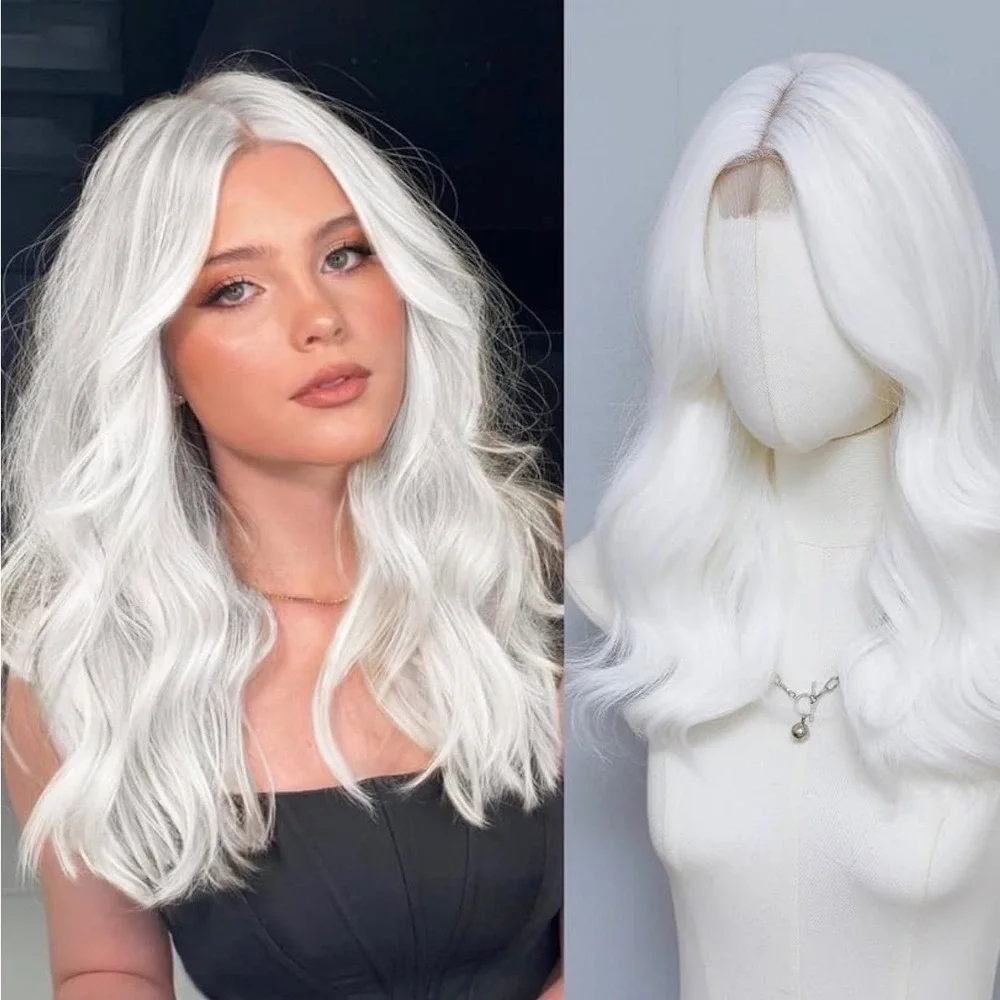 NWT KOME White Wavy Synthetic Wig 18